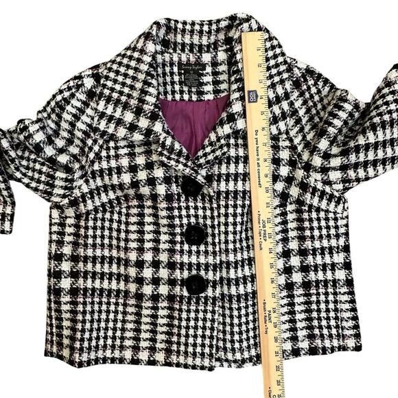 Sunny Taylor Women's Houndstooth Short Jacket‎ Black Size 12 Casual - Picture 3 of 8